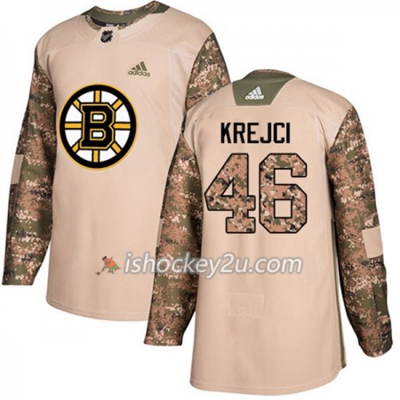 Mænd NHL Boston Bruins Trøje David Krejci 46 Adidas 2017-2018 Camo Veterans Day Practice Authentic